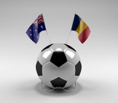 Avusturalya - Çad Futbol Bayrakları, Beyaz Arkaplan - 3D Render