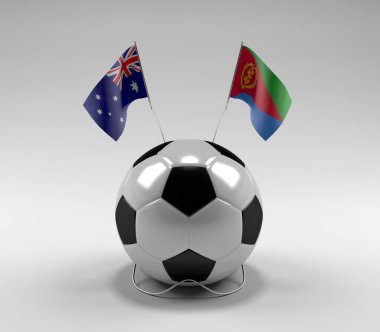Avusturalya - Eritre Futbol Bayrakları, Beyaz Arkaplan - 3D Render