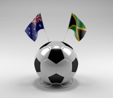 Avusturalya - Jamaika Futbol Bayrakları, Beyaz Arkaplan - 3D Render