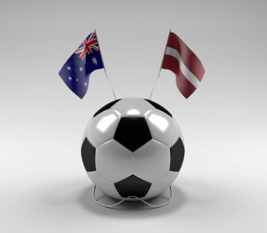 Avusturalya - Letonya Futbol Bayrakları, Beyaz Arkaplan - 3D Render