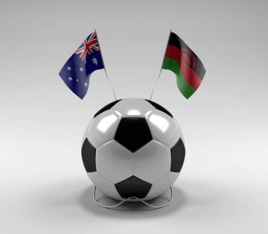 Avusturalya - Malavi Futbol Bayrakları, Beyaz Arkaplan - 3D Render