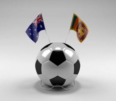 Avusturalya - Sri-Lanka Futbol Bayrakları, Beyaz Arkaplan - 3D Render