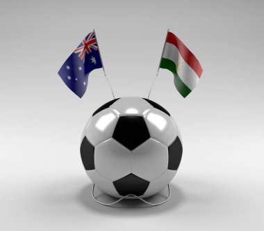 Avusturalya - Tacikistan Futbol Bayrakları, Beyaz Arkaplan - 3D Render