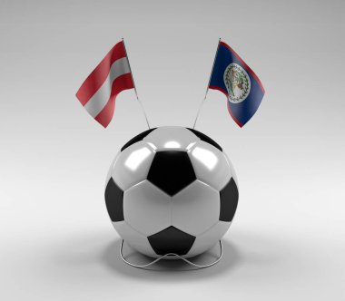 Avusturya - Belize Futbol Bayrakları, Beyaz Arkaplan - 3D Render