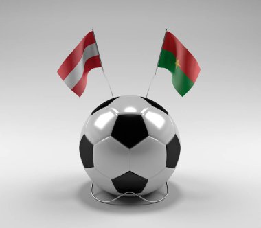 Avusturya - Burkina-Faso Futbol Bayrakları, Beyaz Arkaplan - 3D Render