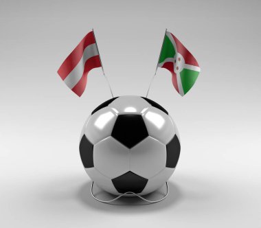Avusturya - Burundi Futbol Bayrakları, Beyaz Arkaplan - 3D Render