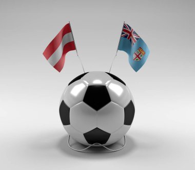 Avusturya - Fiji Futbol Bayrakları, Beyaz Arkaplan - 3D Render