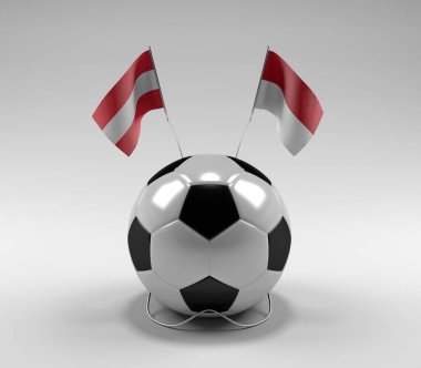 Avusturya - Endonezya Futbol Bayrakları, Beyaz Arkaplan - 3D Render