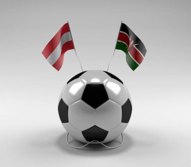 Avusturya - Kenya Futbol Bayrakları, Beyaz Arkaplan - 3D Render
