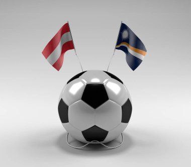 Avusturya - Marshall Adaları Futbol Bayrakları, Beyaz Arkaplan - 3D Render