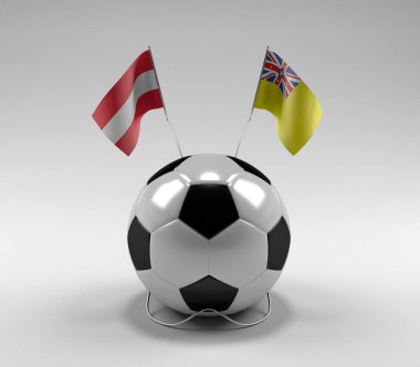 Avusturya - Niue Futbol Bayrakları, Beyaz Arkaplan - 3D Render