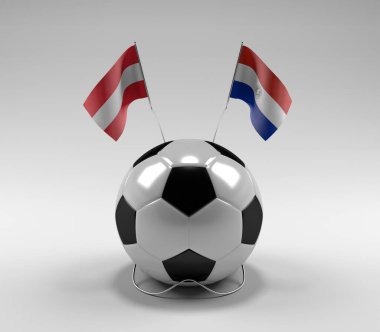 Avusturya - Paraguay Futbol Bayrakları, Beyaz Arkaplan - 3D Render