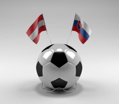 Avusturya - Slovakya Futbol Bayrakları, Beyaz Arkaplan - 3D Render