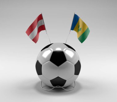 Avusturya - Saint-Vincent-and the-Grenadines Futbol Bayrakları, Beyaz Arkaplan - 3D Render