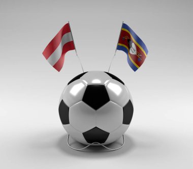 Avusturya - Svaziland Futbol Bayrakları, Beyaz Arkaplan - 3D Render