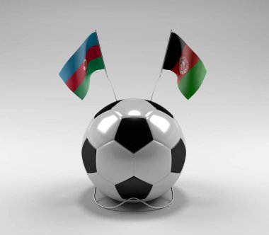 Azerbaycan - Afganistan Futbol Bayrakları, Beyaz Arkaplan - 3D Render
