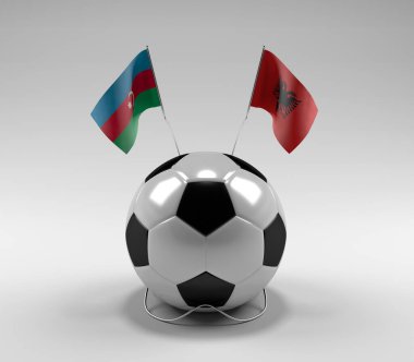 Azerbaycan - Arnavutluk Futbol Bayrakları, Beyaz Arkaplan - 3D Render
