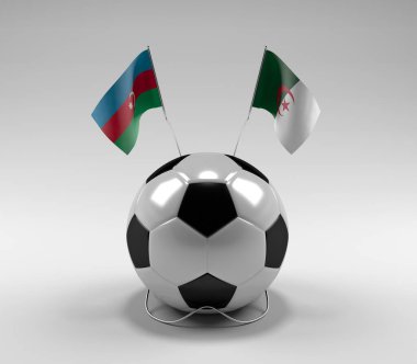 Azerbaycan - Cezayir Futbol Bayrakları, Beyaz Arkaplan - 3D Render