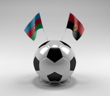 Azerbaycan - Angola Futbol Bayrakları, Beyaz Arkaplan - 3D Render