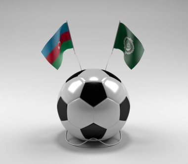 Azerbaycan - Arap Ligi Futbol Bayrakları, Beyaz Arkaplan - 3D Render