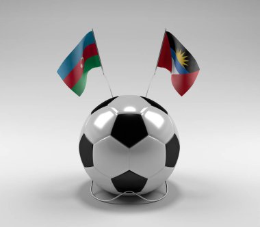 Azerbaycan - Antigua-and-Barbuda Futbol Bayrakları, Beyaz Arkaplan - 3D Render