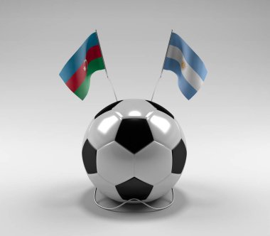 Azerbaycan - Arjantin Futbol Bayrakları, Beyaz Arkaplan - 3D Render