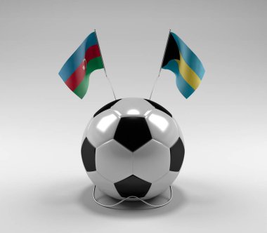 Azerbaycan - Bahamalar Futbol Bayrakları, Beyaz Arkaplan - 3D Render