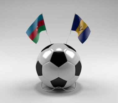 Azerbaycan - Barbados Futbol Bayrakları, Beyaz Arkaplan - 3D Render