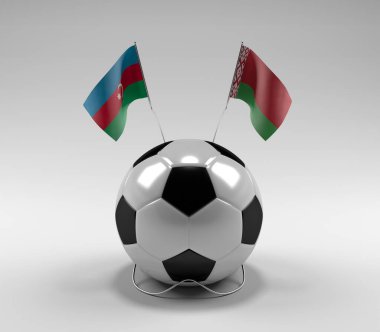 Azerbaycan - Beyaz Futbol Bayrakları, Beyaz Arkaplan - 3D Render