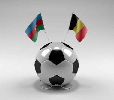 Azerbaycan - Belçika Futbol Bayrakları, Beyaz Arkaplan - 3D Render