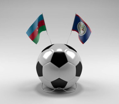 Azerbaycan - Belize Futbol Bayrakları, Beyaz Arkaplan - 3D Render