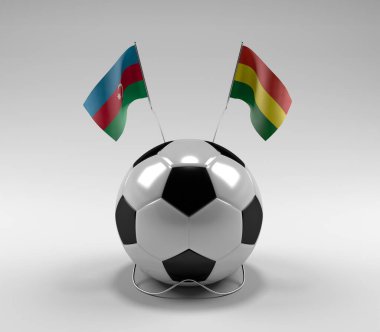 Azerbaycan - Bolivya Futbol Bayrakları, Beyaz Arkaplan - 3D Render