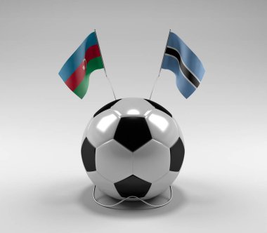 Azerbaycan - Botswana Futbol Bayrakları, Beyaz Arkaplan - 3D Render