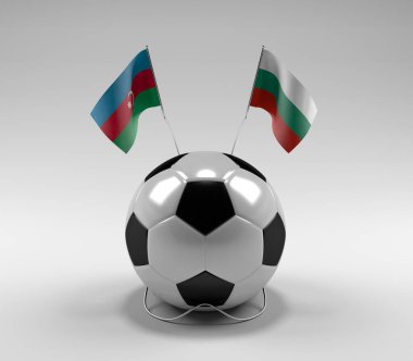 Azerbaycan - Bulgaristan Futbol Bayrakları, Beyaz Arkaplan - 3D Render
