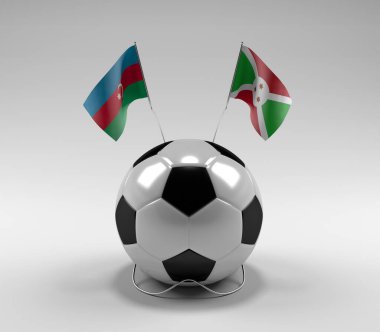 Azerbaycan - Burundi Futbol Bayrakları, Beyaz Arkaplan - 3D Render