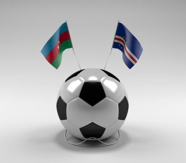 Azerbaycan - Cape-Verde Futbol Bayrakları, Beyaz Arkaplan - 3D Render