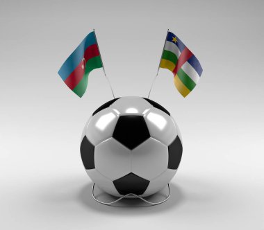 Azerbaycan - Orta Afrika Cumhuriyeti Futbol Bayrakları, Beyaz Arkaplan - 3D Render