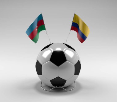 Azerbaycan - Kolombiya Futbol Bayrakları, Beyaz Arkaplan - 3D Render