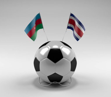 Azerbaycan - Kosta Rika Futbol Bayrakları, Beyaz Arkaplan - 3D Render