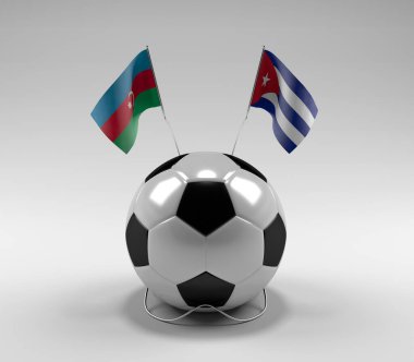 Azerbaycan - Küba Futbol Bayrakları, Beyaz Arkaplan - 3D Render