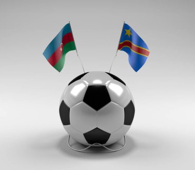 Azerbaycan - Kongo Demokratik Cumhuriyeti Futbol Bayrakları, Beyaz Arkaplan - 3D Render