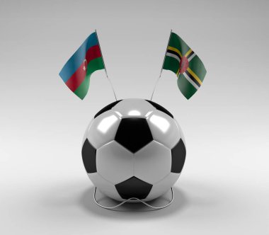 Azerbaycan - Dominica Futbol Bayrakları, Beyaz Arkaplan - 3D Render