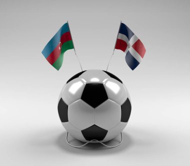 Azerbaycan - Dominik Cumhuriyeti Futbol Bayrakları, Beyaz Arkaplan - 3D Render