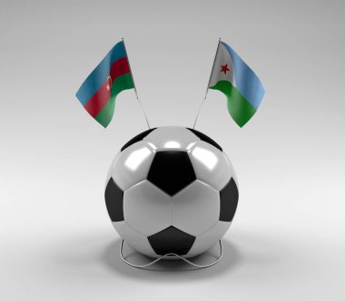 Azerbaycan - Cibuti Futbol Bayrakları, Beyaz Arkaplan - 3D Render