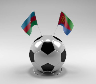 Azerbaycan - Eritre Futbol Bayrakları, Beyaz Arkaplan - 3D Render