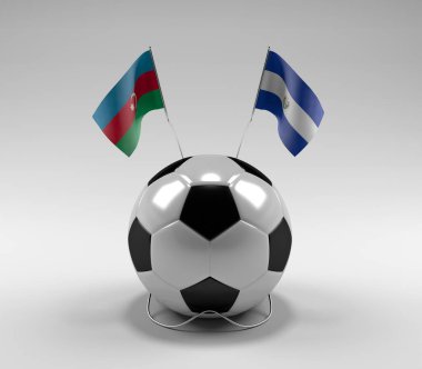 Azerbaycan - El-Salvador Futbol Bayrakları, Beyaz Arkaplan - 3D Render