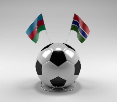Azerbaycan - Gambiya Futbol Bayrakları, Beyaz Arkaplan - 3D Render