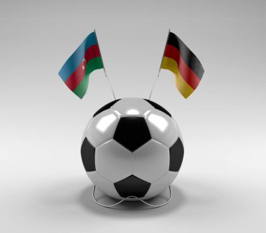Azerbaycan - Almanya Futbol Bayrakları, Beyaz Arkaplan - 3D Render