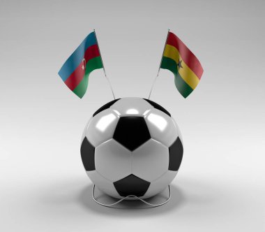 Azerbaycan - Gana Futbol Bayrakları, Beyaz Arkaplan - 3D Render