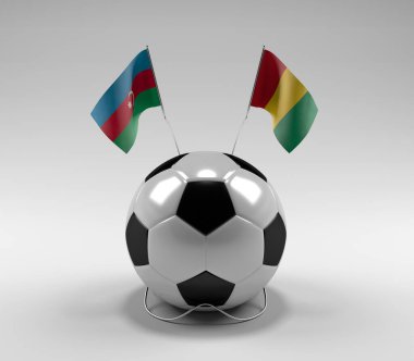 Azerbaycan - Gine Futbol Bayrakları, Beyaz Arkaplan - 3D Render